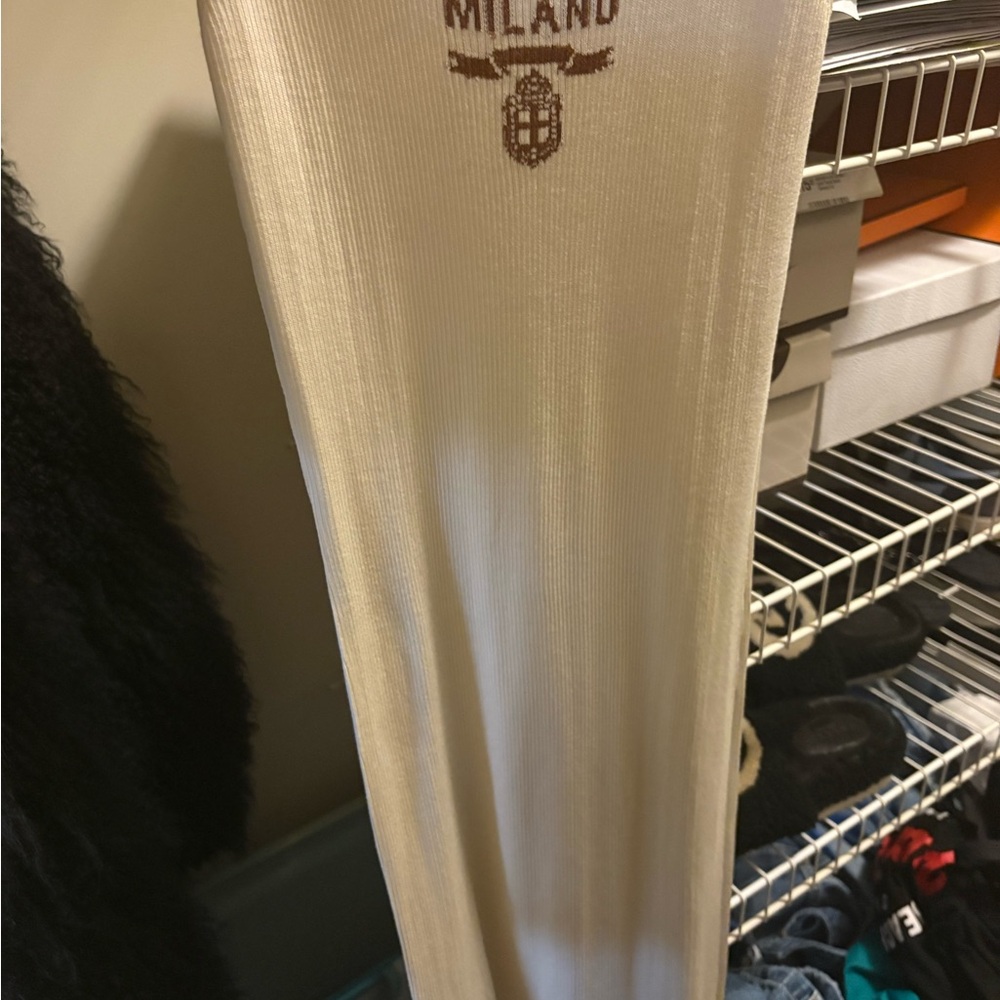 Prada Cream Ribbed Tank with Brown Logo - Picture 3 of 4